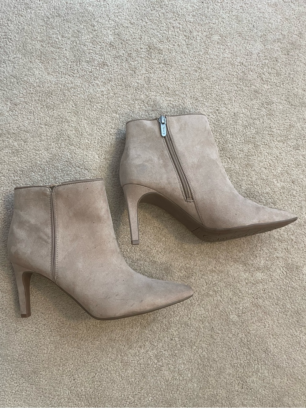 Circus by Sam Edelman Taupe Suede Pointed Toe Ankle Booties